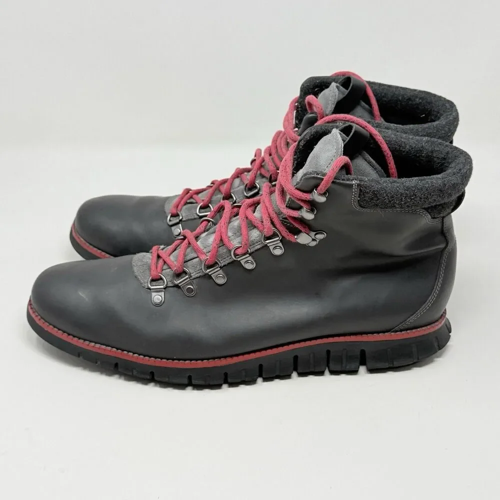 Cole Haan ZeroGrand Water Resistant Hiking Boots Mens 12 M Gray Magnet Leather